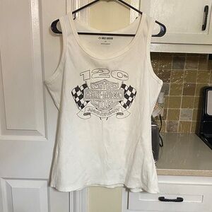 Harley-Davidson White Tank Top with Black Anniversary Graphic